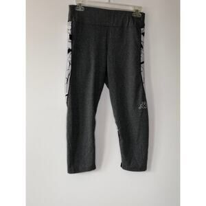 Kappa Leggings Cropped Large Gray with Black Mesh Detail
